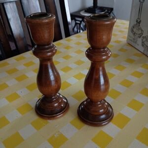 Vintage Wooden Candle Sticks